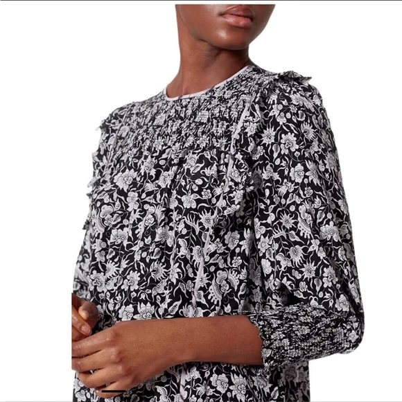 Joie Jamila Floral Print Shift Long Sleeve Dress